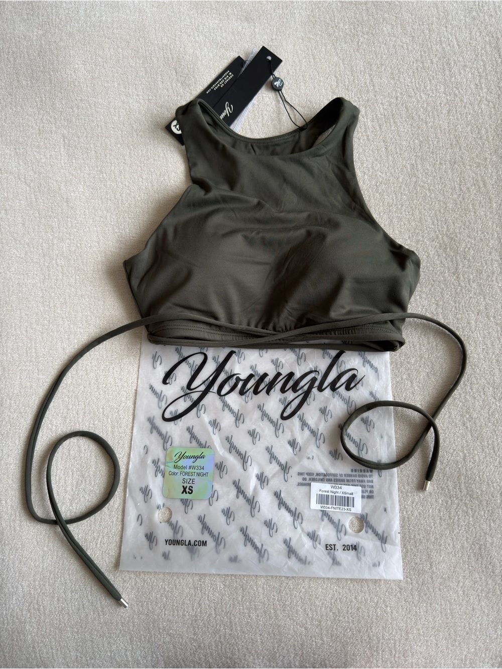 YoungLA Olive High-Neck Tie-Back Sports Bralette